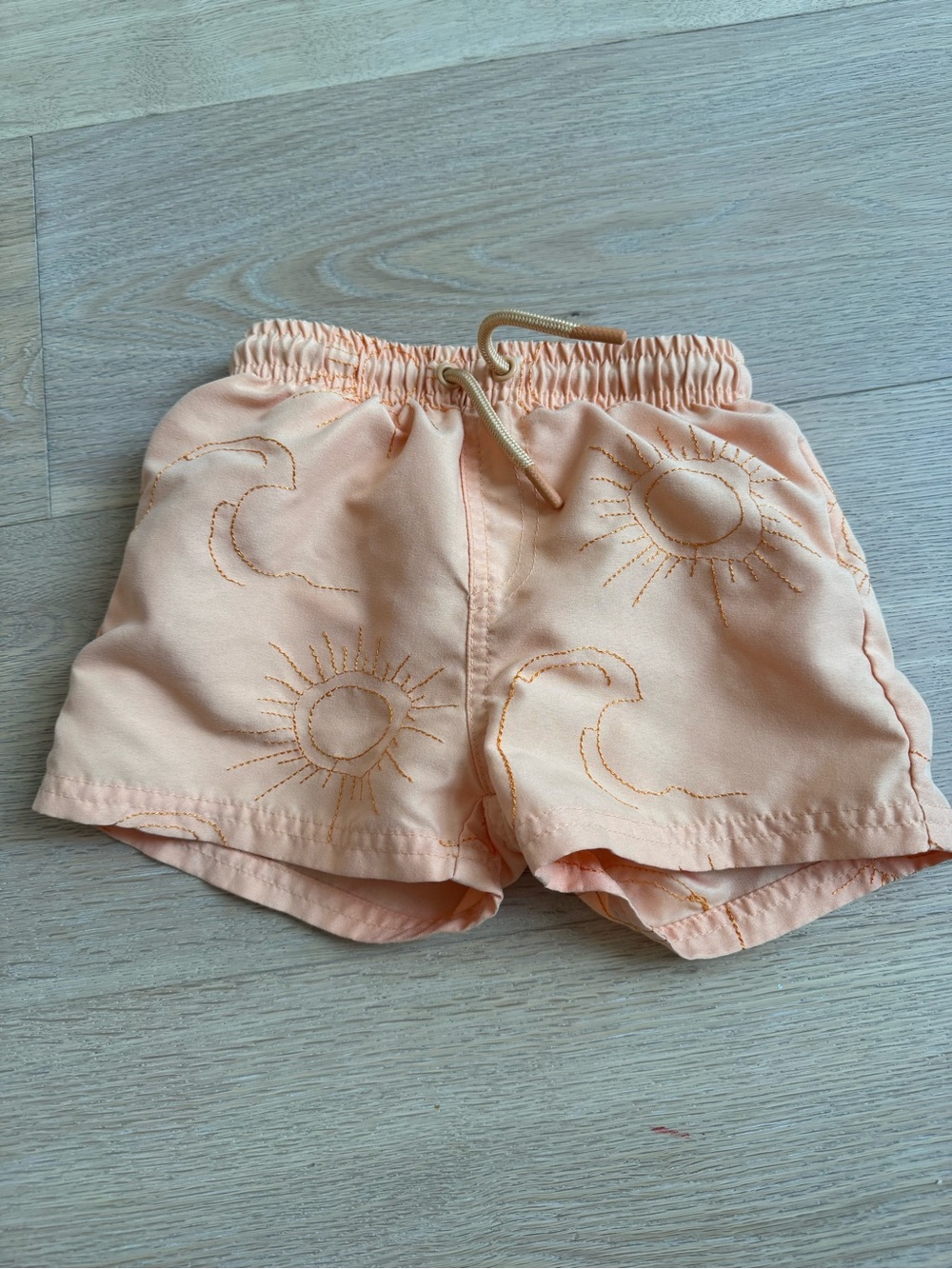 Zara Peach Sun & Wave Embroidered boys  swim trunks - Hardly used